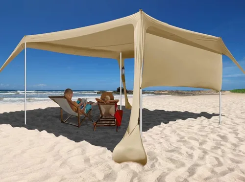 Miniatura 10 de Beach Canopy Tent Shade with Sidewalls 10x10FT, 6.6FT Tall, UPF50+ Sun Shelter, Windproof & Water Resistant, Includes Guylines Sand Shovel Stability