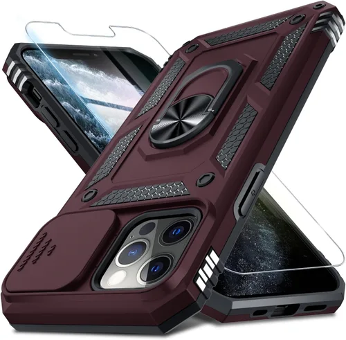 Miniatura 136 de Janmitta - Funda para iPhone 14 Pro con cubierta deslizante para lente de cámara incorporada + protector de pantalla, funda de cuerpo completo