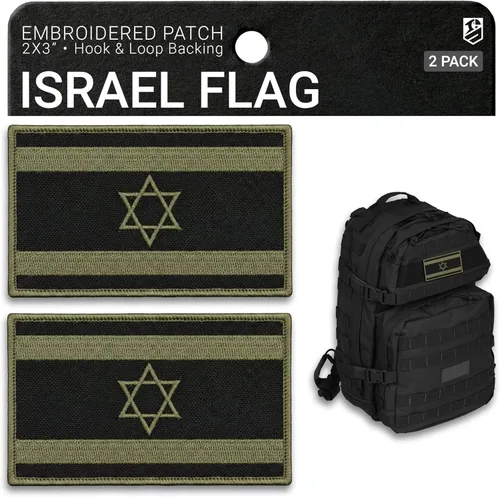 Miniatura 10 de Paquete de 2 parches de bandera de Israel con la bandera estadounidense, parches bordados de moral israelí de Estados Unidos para mochila táctica