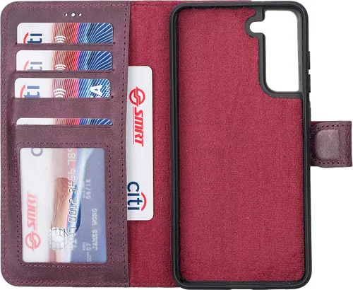 Miniatura 33 de HARDISTON Funda de piel compatible con Samsung Galaxy S22 Ultra – Funda magnética fuerte desmontable hecha a mano con tarjeteros y soporte, Negro