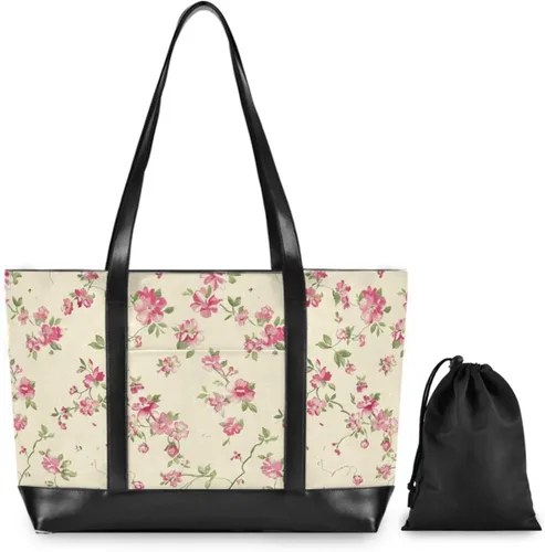Miniatura 2 de KLL Flowers classy bag with laptop with zipper totes Large Handbag for nurse work with maletin ejecutivo para mujer