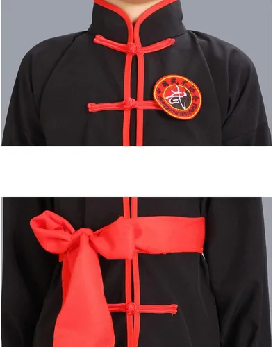 Miniatura 8 de Ropa de Kung Fu para niños, uniformes tradicionales de Tai Chi para niños y niñas, traje de manga larga con alas de arte marcial chino