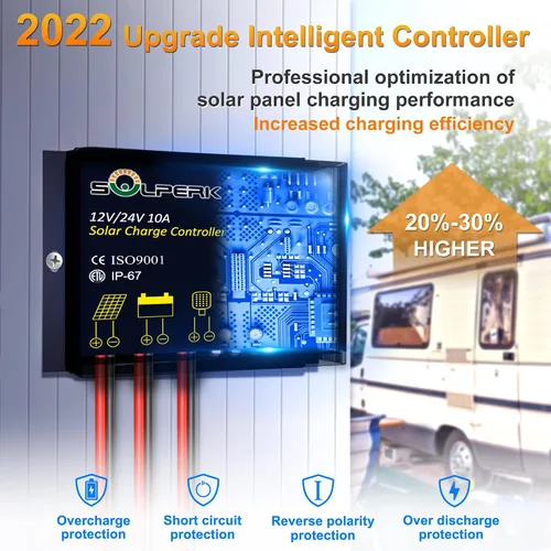 Miniatura 3 de Kit de panel solar de 30 W de 12 V, cargador de panel solar monocristalino fuera de la red con controlador impermeable inteligente + soporte