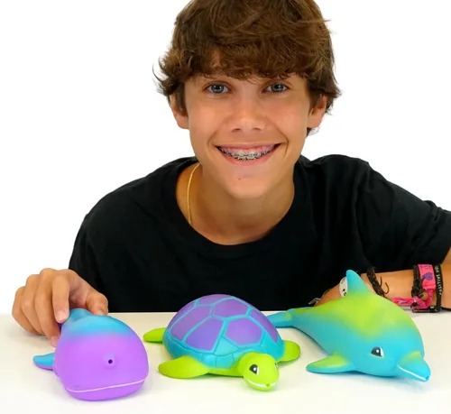 Miniatura 5 de JA-RU Lindos juguetes de baño de animales marinos: chorros de agua para niños (3 chorros de agua surtidos) juguetes de agua de tortuga, delfín