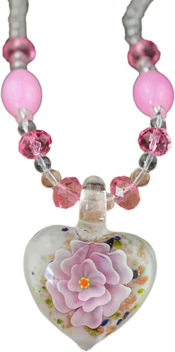 Maybenice Collar de cristal hecho a mano con colgante de corazón de flor, cadena de clavícula colorida, fiesta, diario, accesorios de joyería para
