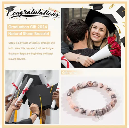 Miniatura 18 de 2024 Graduation Gifts for Her Him Natural Stone Bracelet Class of 2024 High School College Graduation Gift for Women Men