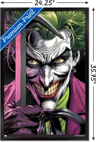Miniatura 3 de Trends International DC Comics The Joker - Póster de pared con barra de palanca, 34 pulgadas de largo x 22.4 pulgadas, versión enmarcada en negro
