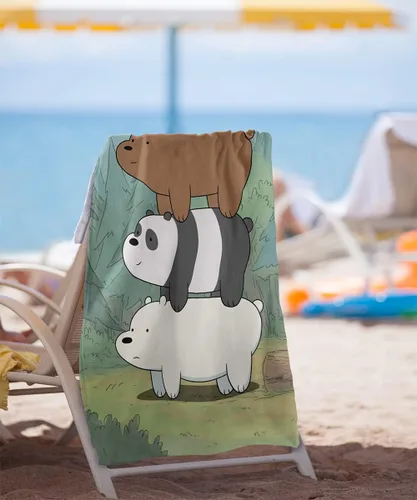 Miniatura 2 de LOGOVISION We Bare Bears Bear Stack - Toalla de playa con licencia oficial de 30 x 60 pulgadas Pila de osos