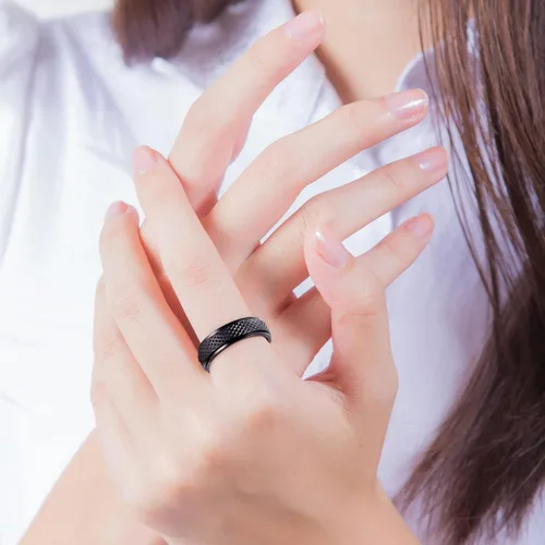 Miniatura 6 de Anillos de Ansiedad Anillos Fidget para Mujeres Anillos Giratorios para Ansiedad 4 Piezas 6MM Anillo de Acero de Titanio Arcoíris Talla 5-11 Anillos