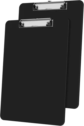 Miniatura 25 de Portapapeles de plástico, tablero de clip negro A4 de 8.5 x 11 pulgadas para aula, estudiantes, niños, mujeres, tamaño 9 x 12.5 pulgadas con clip
