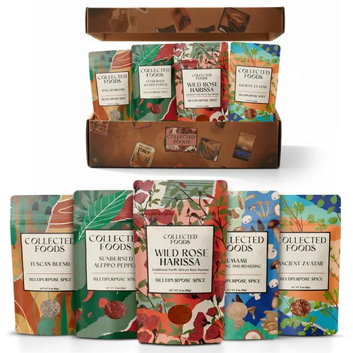 Set de regalo de especias veganas, colección gourmet de condimentos de chefs de NYC | Incluye Za’atar, polvo Umami, mezcla toscana, especia Harissa