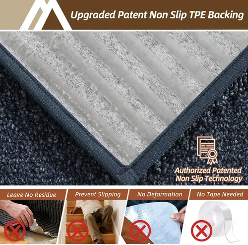 Miniatura 67 de COSY HOMEER - Alfombra antideslizante para escaleras, para interiores y escalones de madera, para niños y perros, 100 % poliéster, base de Beige
