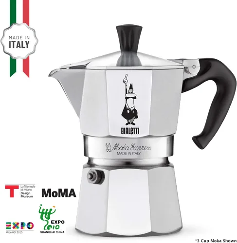 Miniatura 5 de Bialetti Express Moka Pot, 6 tazas y café, aluminio plateado