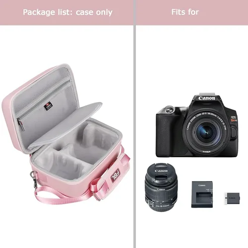 Miniatura 7 de FBLFOBELI Estuche de almacenamiento de viaje EVA para Canon EOS Rebel T7 / T8i / T5 / R50 / R100 Cámara DSLR con lente de 18-55mm, Bolsa de Rosa
