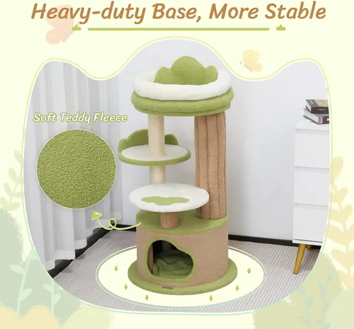 Miniatura 5 de Árbol para gatos de 42.5 pulgadas de alto, torre de poste rascador para gatos, muebles modernos para gatos para espacios pequeños, perfecto para tu