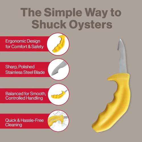 Miniatura 6 de Swissmar Shucker Paddy Malpeque - Cuchillo de shucking de ostras – Herramienta ergonómica de doble eje para triturar ostras con hoja de acero