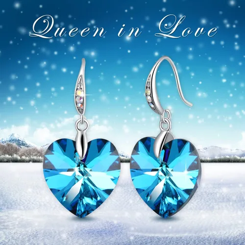 Miniatura 5 de PLATO H Elementos de cristal de Swarovski, Forever Love", en forma de corazón, aretes con tuerca, joyas a la moda, regalo para el día