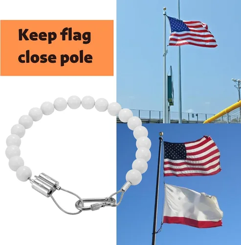 Miniatura 2 de Anillo de retención con cuentas para asta de bandera, longitud ajustable para mantener la bandera cerca del poste para media yarda externa interna