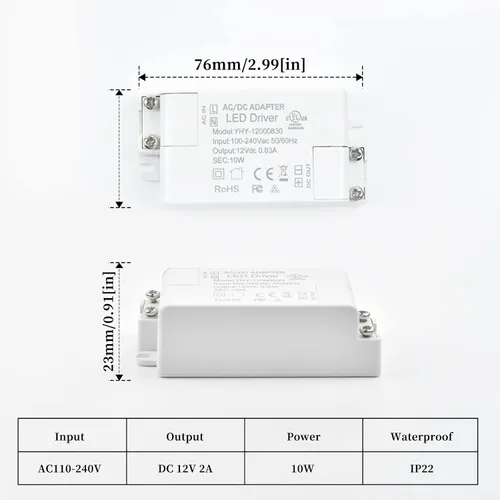 Miniatura 5 de Lustaled Transformador de controlador LED de 10 W CC 12 V - Convertidor de conmutación de voltaje constante de 110 V CA a 12 V CC - Impermeable