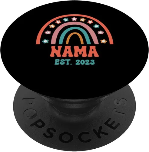Retro Nama Groovy Grandma Est. 2023 Rainbow Boho Style PopSockets Swappable PopGrip