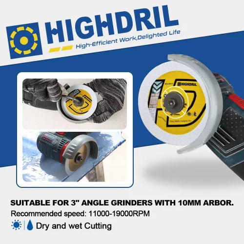 Miniatura 5 de HIGHDRIL Juego de hojas de sierra circular de 3" 75mm, 4 piezas - Disco de corte de diamante/HSS/TCT para amoladora angular para cortar metal