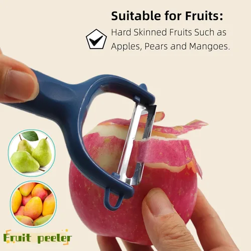 Miniatura 2 de Trez Treamer Paquete de 6 peladores de verduras para cocina, juego de pelador de manzanas de acero inoxidable para verduras, zanahoria, frutas