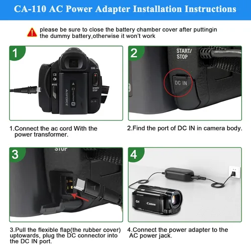 Miniatura 3 de CA-110 Cargador de videocámara CA110 Kit de cable de alimentación para Canon VIXIA HF M50 R800 R80 R700 R500 M52 M500 HF-R70 HF-R72 HF-R700 R50 R52