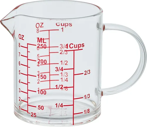 Miniatura 14 de Ackers BORO3.3 Taza medidora de vidrio - [Asa aislada Boca en forma de V] - Hecha de vidrio de borosilicato de alta calidad, taza medidora