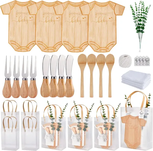 Miniatura 14 de Premios de baby shower para ganadores de juegos, tabla de queso en forma de oso, regalo con cucharas, esparcidores de mantequilla, bolsas de regalo