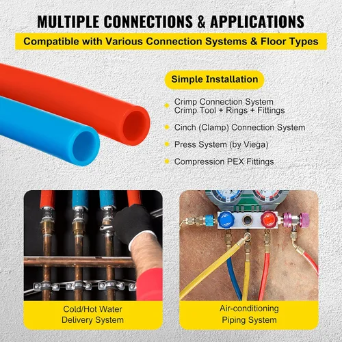 Miniatura 7 de OrangeA Tubo de PEX de 1/2 pulgada Tubo de agua potable 100/300/1000 pies Bobina de tubo PEX-B Tuberías con Barrera sin oxígeno para fontanería
