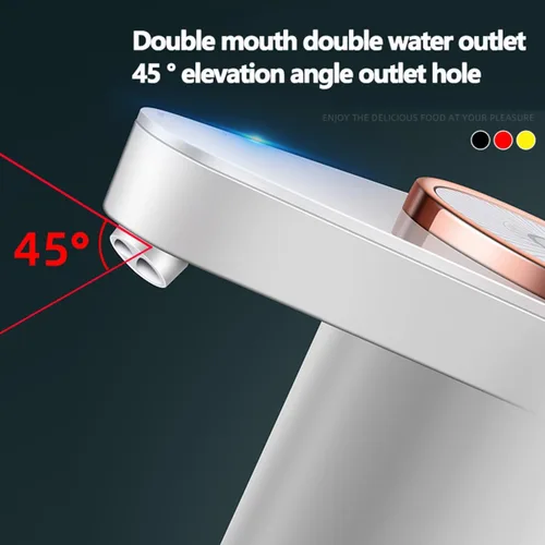 Miniatura 4 de Dispensador de agua para botella de 5 galones, bomba de agua eléctrica de doble salida de agua portátil con carga USB, bomba de jarra de agua Negro