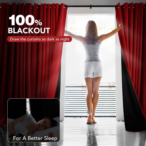Miniatura 129 de Deconovo Cortinas opacas 100% con forro negro, cortinas con ojales aisladas térmicamente que reducen el ruido, doble capa para oscurecer