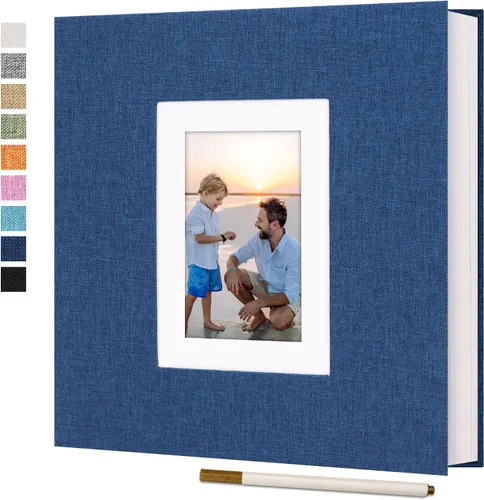 Miniatura 22 de Vienrose Álbum de fotos autoadhesivo para fotos de 2 x 3, 4 x 6, 5 x 7, 8 x 10 pulgadas, 40 páginas en blanco, cubierta de lino, libro de recuerdos