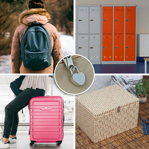 Miniatura 5 de Paquete de 5 candados para diario, mini cerraduras con llaves, pequeñas cerraduras de equipaje para viajes, joyas, cajas, mochila (corazón, 5)