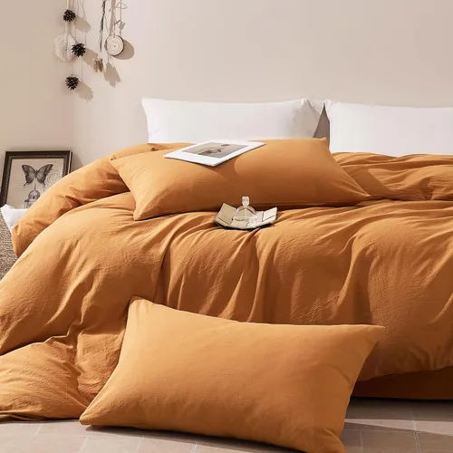 Miniatura 2 de JELLYMONI Funda de edredón tamaño individual, funda de edredón 100% algodón lavado con textura similar al lino, ropa de cama transpirable y suave
