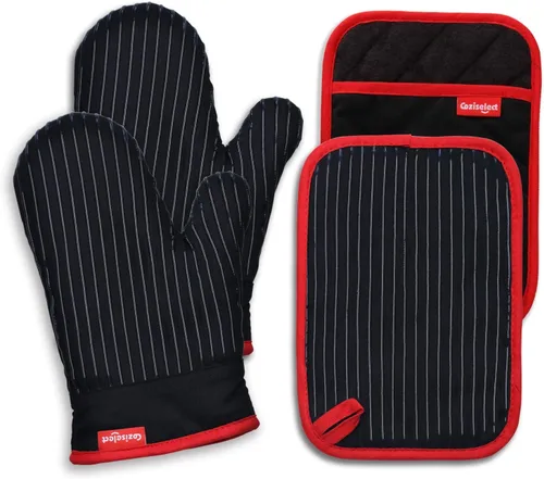 Juego de guantes de horno y soportes para ollas, guantes de cocina resistentes al calor y soportes para ollas, juego de guantes de horno de silicona