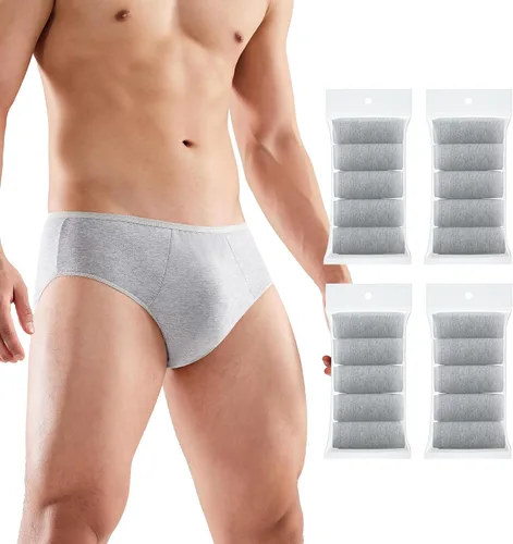 Paquete de 20 bragas desechables de algodón para hombre, bragas portátiles para viajes, fitness, hotel, spa, hospital, cintura media