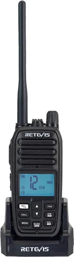 Retevis Radio marina flotante RM21 de 5 W, radio VHF IP67 marina de mano, reducción de ruido AI NRC de una sola pulsación, 1800 mAh, alarma de flash