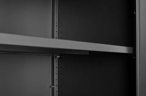 Miniatura 6 de Armario de almacenamiento de metal de 36 pulgadas con 2 puertas y cerradura, estantes ajustables y diseño plegable, gabinete de bloqueo resistente