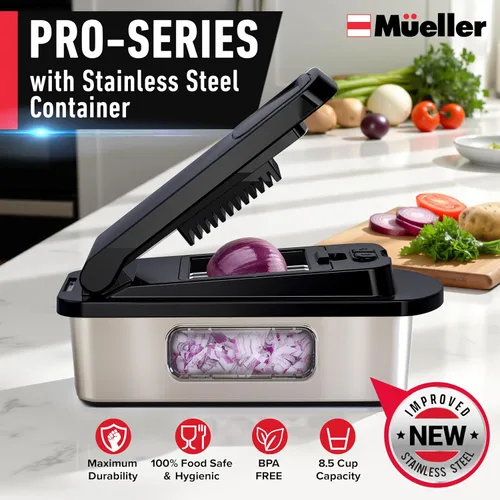 Miniatura 2 de Mueller Pro-Series 10-en-1, Cortador Multifuncional de Verduras de Acero Inoxidable con 8 Cuchillas y Mandolina, Herramientas y Gadgets de Cocina