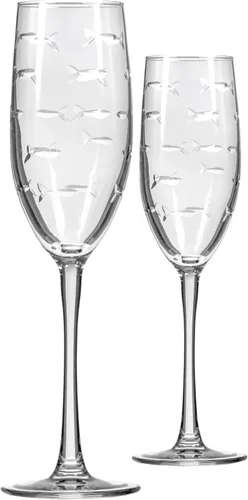 Miniatura 21 de Rolf Glass School of Fish - Copas de vino blanco de 12 onzas, juego de 4 copas de vino sin plomo, copas de vino grabadas con rueda de diamante, 12oz