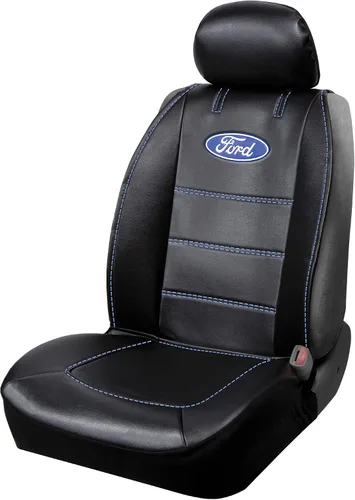 Plasticolor 008625R01 - Funda de asiento para Ford Deluxe con logotipo incrustado, costuras de alto contraste, 3 piezas, sin costados, para