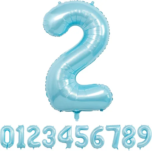 Globo de Número Azul Claro Beeyaky, 40 Pulgadas, Decoraciones de Fiesta para Cumpleaños, Baby Shower de Niño, Boda, Unisex, Incluye 1 Globo, 1 Rollo