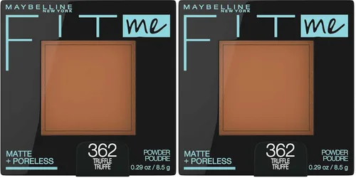 Maybelline Fit Me Matte + Poreless - Maquillaje facial prensado en polvo, trufa, 1 unidad (paquete de 2)