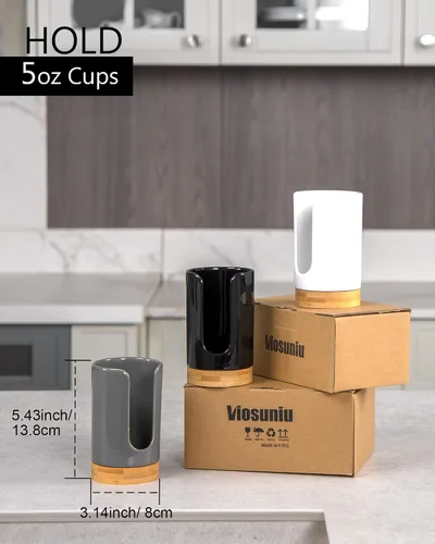 Miniatura 7 de Dispensador de tazas de baño de cerámica, soporte desechable de papel y plástico de 3 a 5 onzas, dispensador de tazas de enjuague bucal para baño