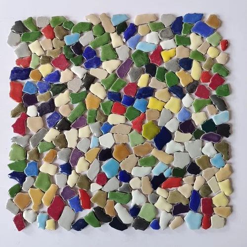 Miniatura 24 de Azulejos de mosaico de cerámica de 1 libra, color aleatorio, tamaño mixto, forma ovalada, piezas de cerámica de mosaico para manualidades