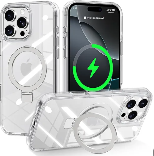 Miniatura 50 de CHAOFEnG Funda magnética compatible con iPhone 11 con soporte, prueba de caídas de grado militar, compatible con imán, anillo translúcido, parte