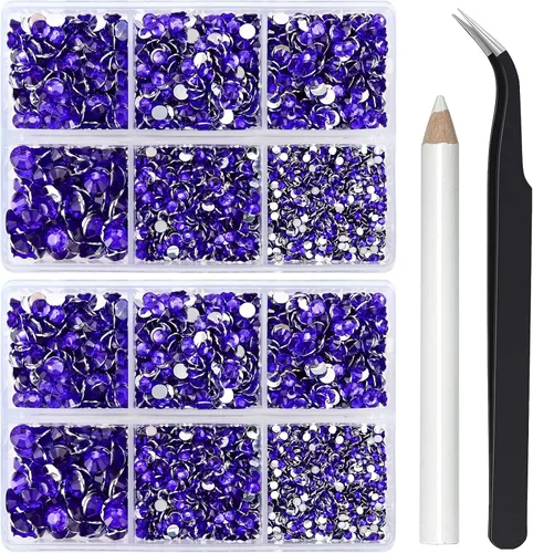 Miniatura 13 de Briskbloom 10000 piezas de diamantes de imitación con parte posterior plana para manualidades, zapatos, ropa, kit de circonita azul/circonita azul