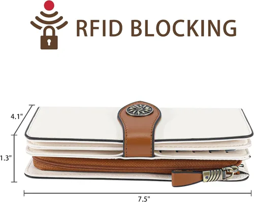Miniatura 4 de Travelambo Cartera de mujer con bloqueo RFID para tarjetas de crédito, cartera de cuero de gran capacidad