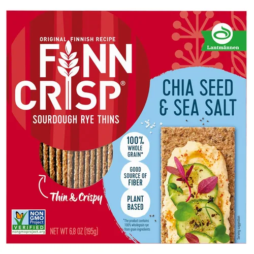 Miniatura 16 de Finn Crisp Pan de centeno crujiente con alcaravea 7 oz Delicadamente delgadas, crujientes y planas rebanadas de centeno con alcaravea Autentico
